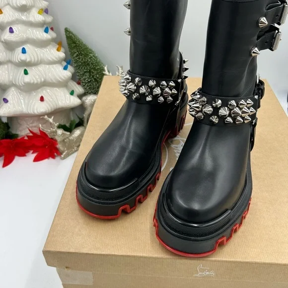 Christian Louboutin women's Dune bike spike Moto boots size 39 made in Italy - Picture 13 of 13